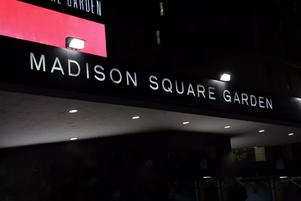 a sign that says Madison Square Garden