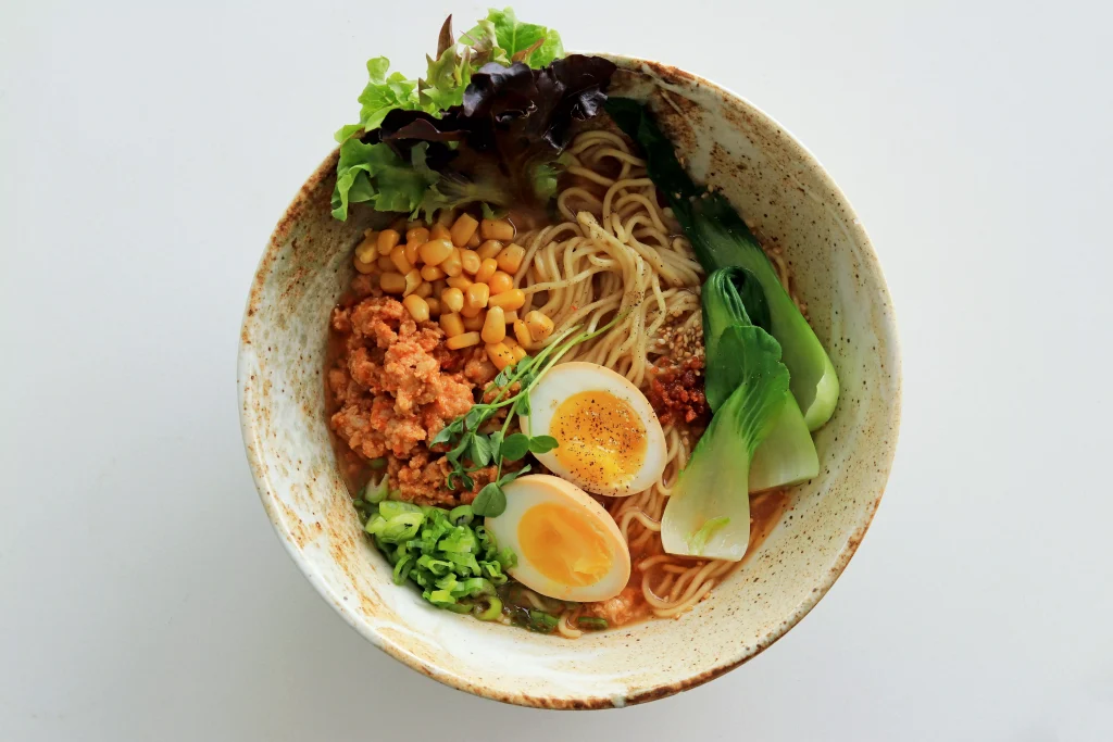 eggs and salad in a white bowl