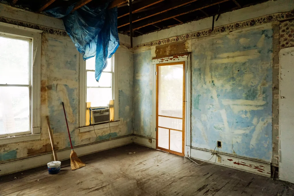 a room in a house photographed in the phase of renovation