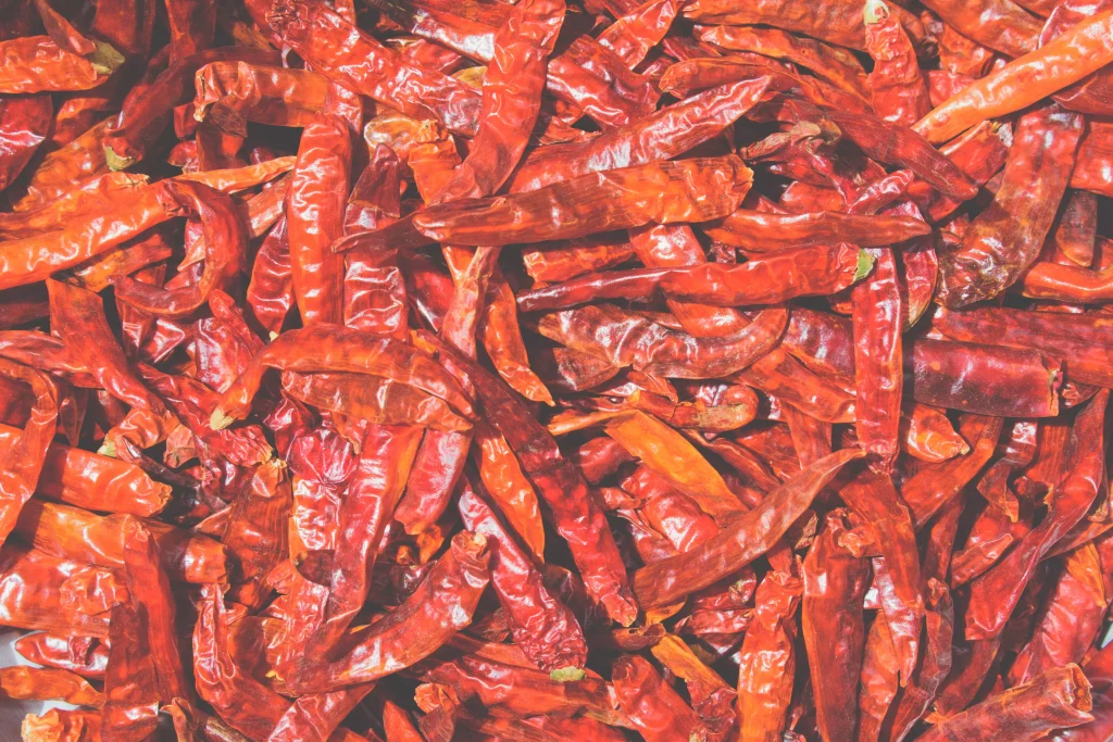 mild red peppers prepared for cooking