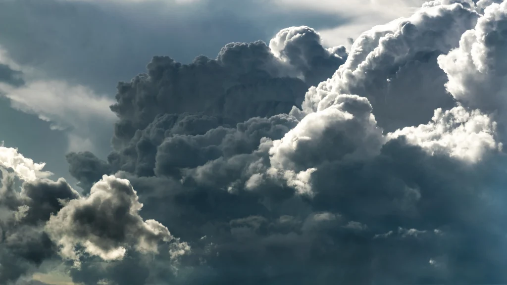 dark clouds photographed from an airplane