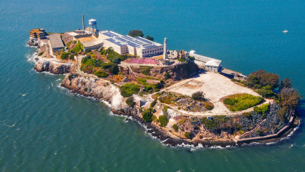 an island on sea photographed from the air