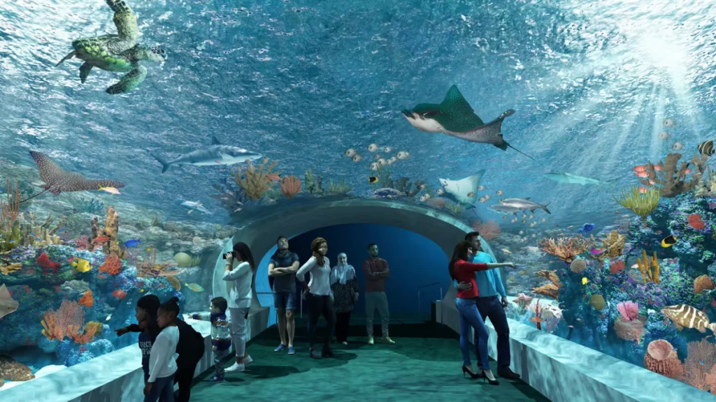 tourists in a aquarium