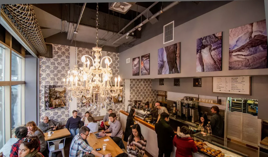 inside of a restaurant in new york