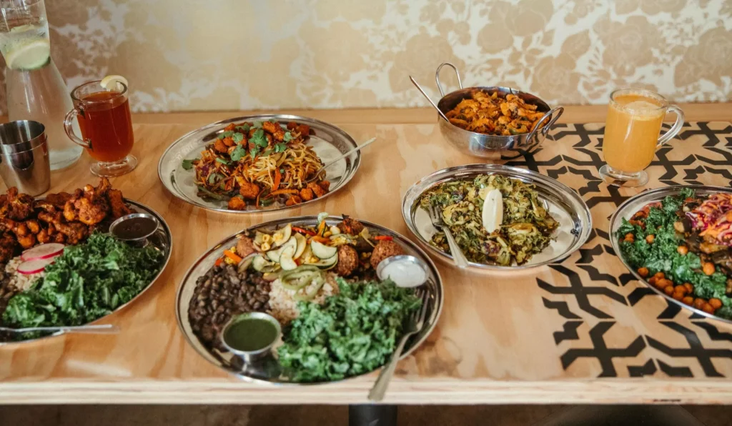 food on a wooden table