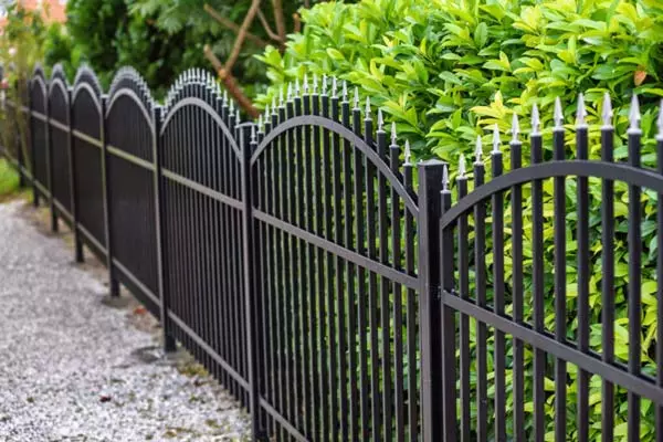 a dark color metal fancy fence