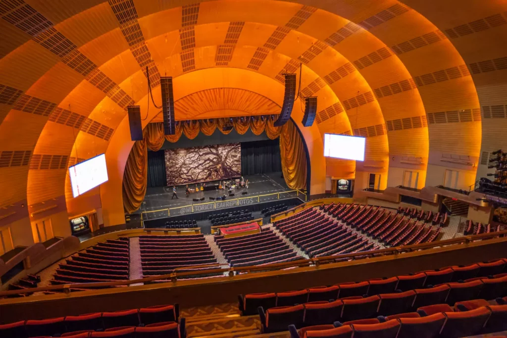 a stage in a building with no people in the seats