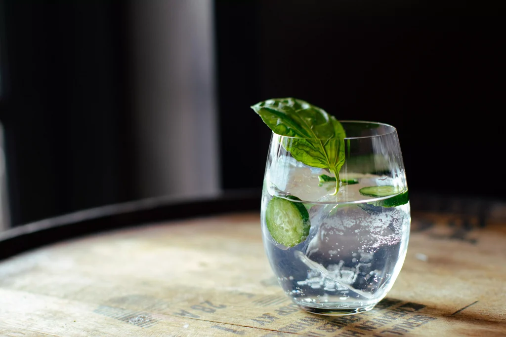 glass of water on a table