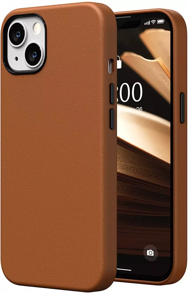 a brown leather phone case