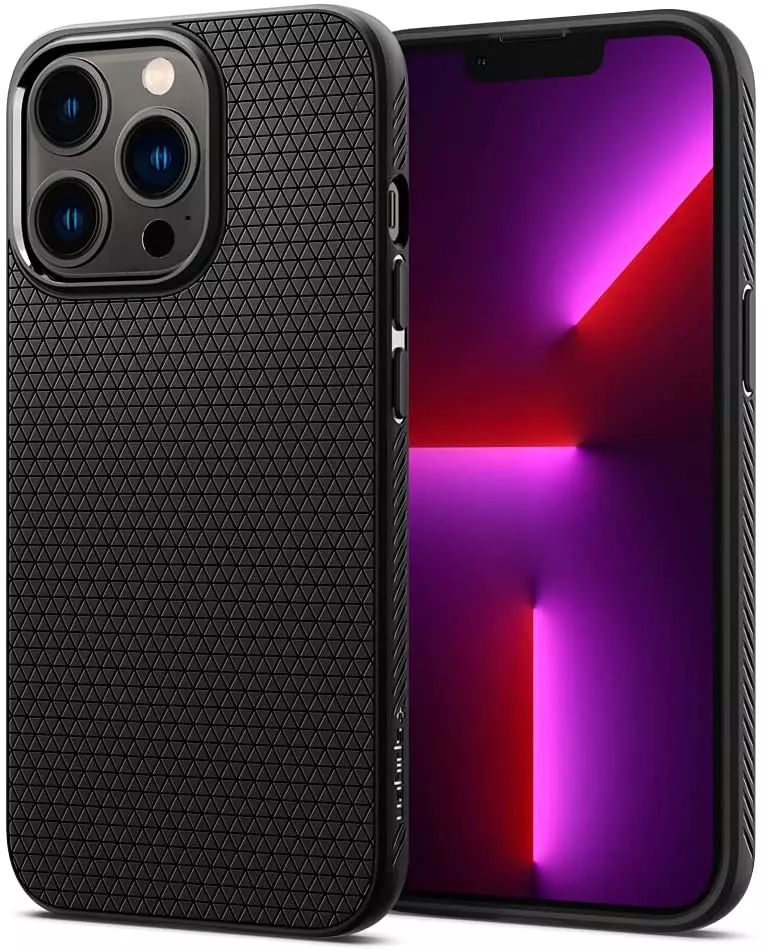 a black color case on a phone with three cameras