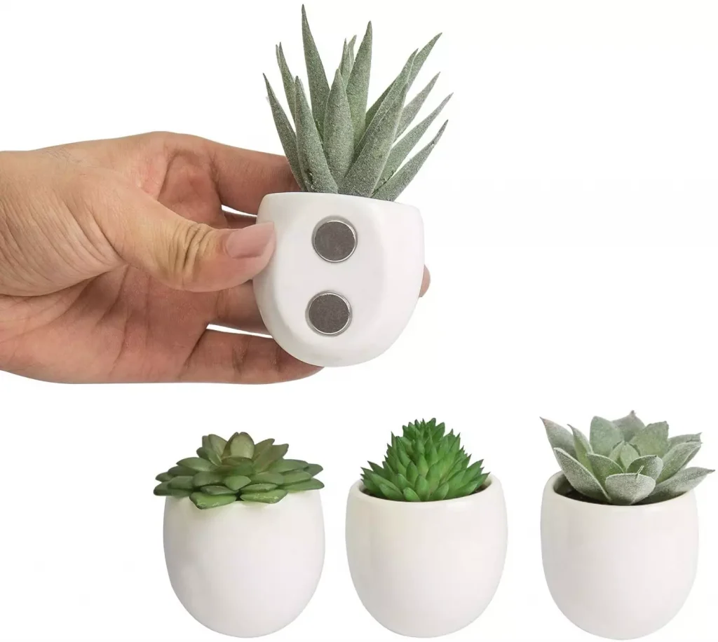 small artificial plants with magnets so they can be attached to a fridge