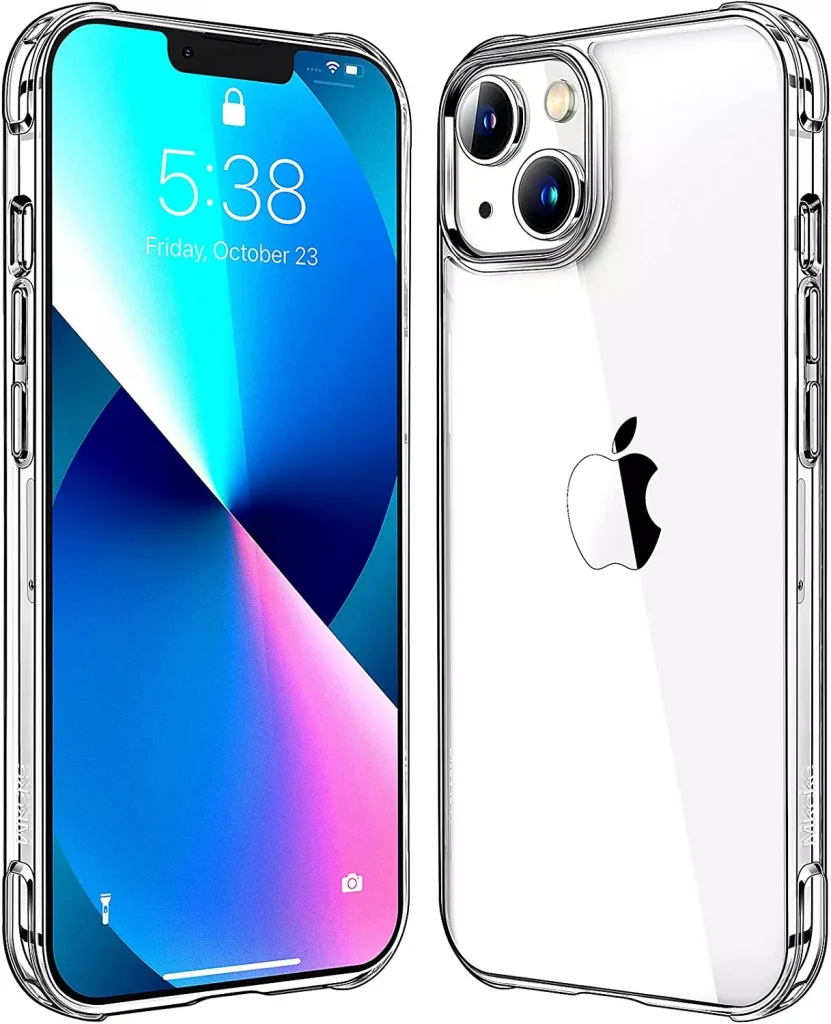 a white phone with a clear case