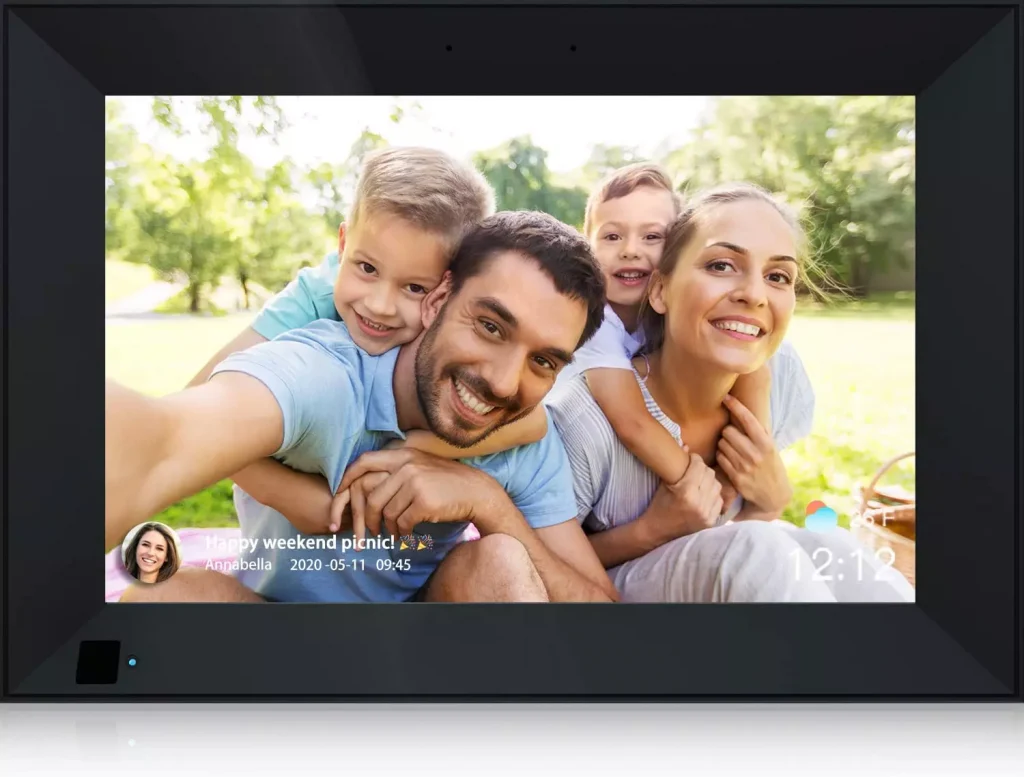 a family photo in a black color picture frame