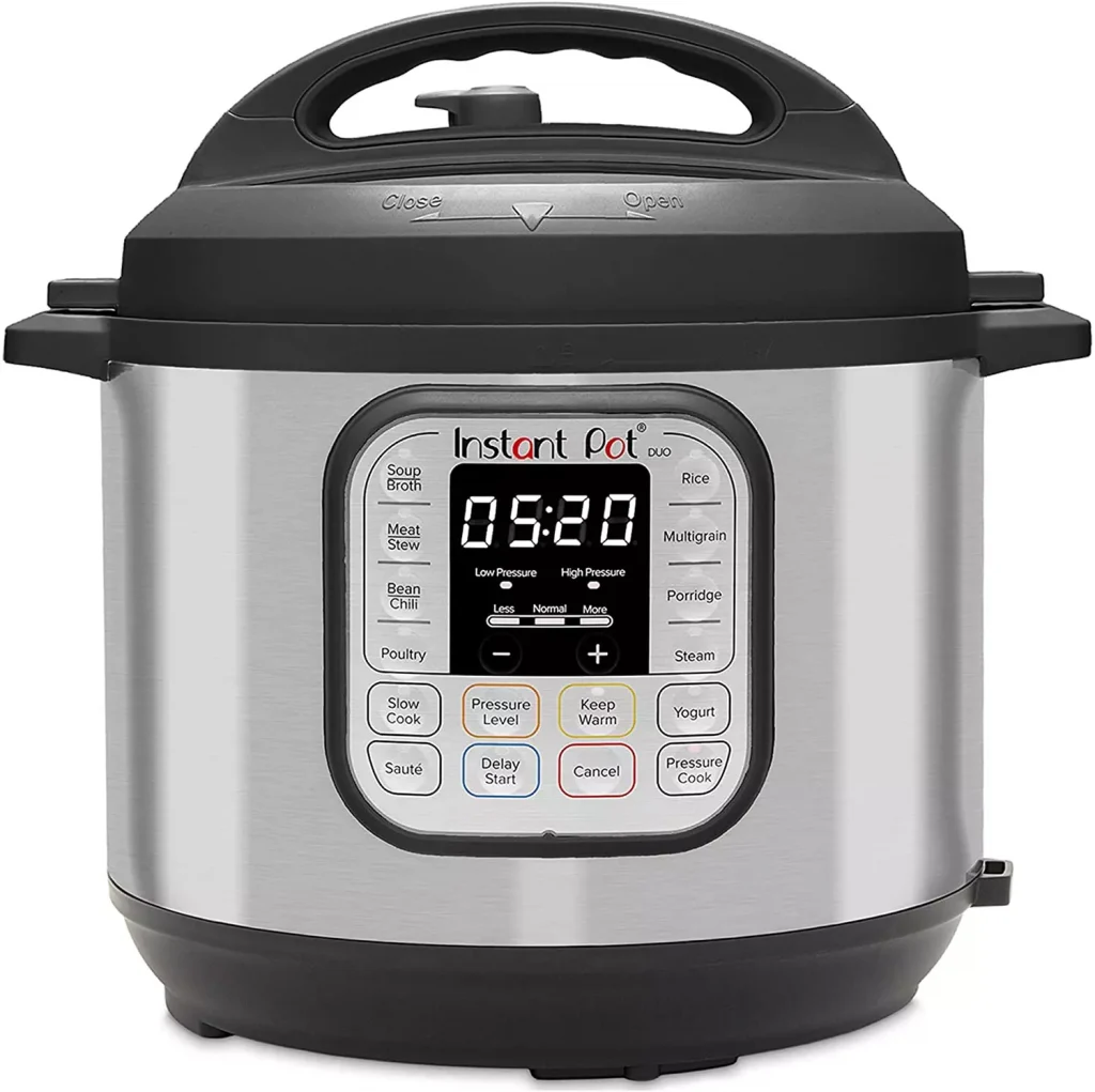 a silver instant pot for cooking