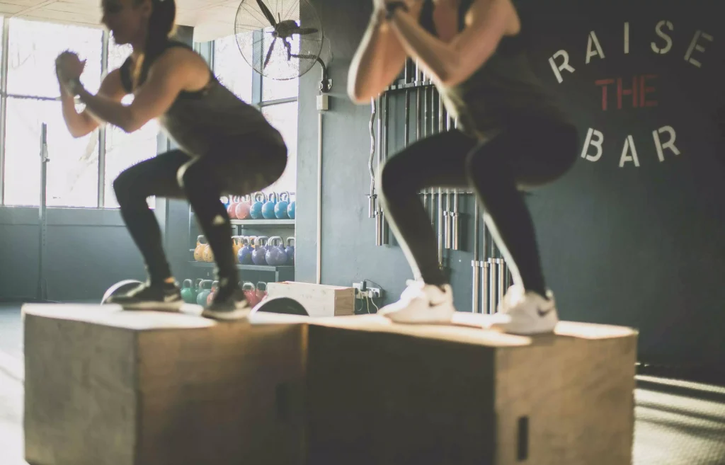 people working out in a gym