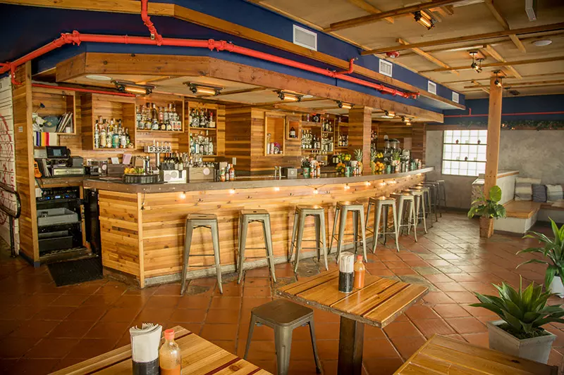 wooden interior of a restaurant